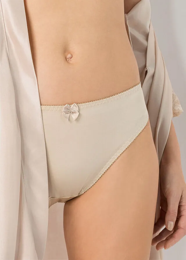 Bragas de material brillante (2 unidades) Marrón mate + beige arena